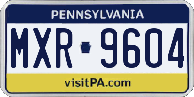 PA license plate MXR9604
