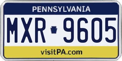PA license plate MXR9605