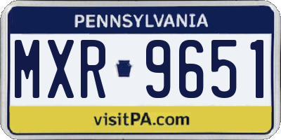 PA license plate MXR9651