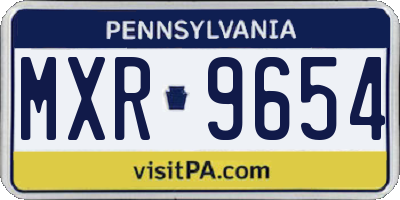 PA license plate MXR9654