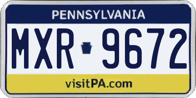 PA license plate MXR9672