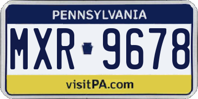PA license plate MXR9678