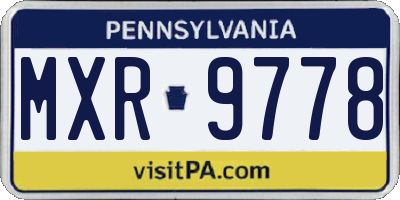 PA license plate MXR9778