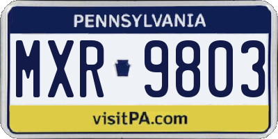 PA license plate MXR9803