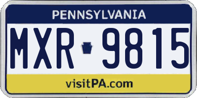 PA license plate MXR9815