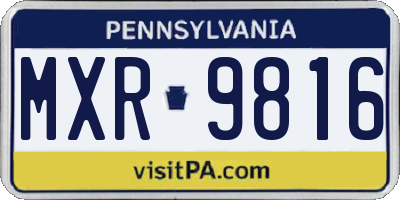 PA license plate MXR9816