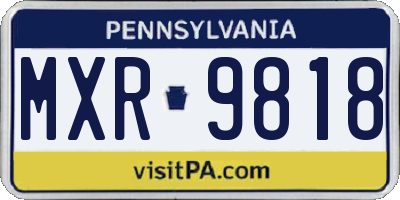 PA license plate MXR9818