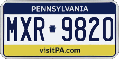PA license plate MXR9820