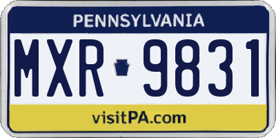 PA license plate MXR9831