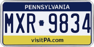 PA license plate MXR9834