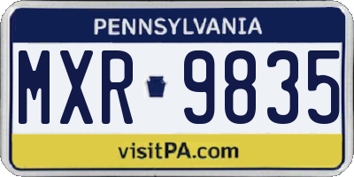 PA license plate MXR9835