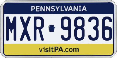 PA license plate MXR9836