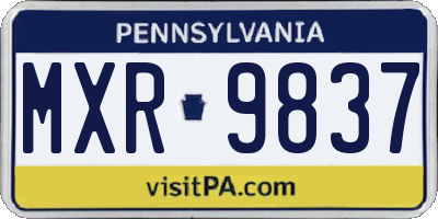 PA license plate MXR9837