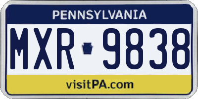 PA license plate MXR9838