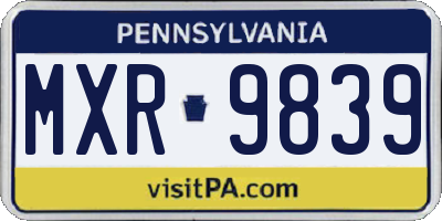 PA license plate MXR9839