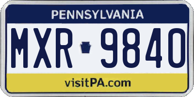 PA license plate MXR9840