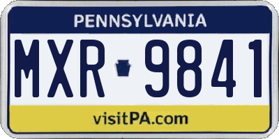 PA license plate MXR9841
