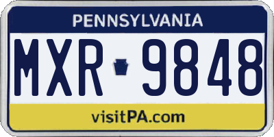 PA license plate MXR9848
