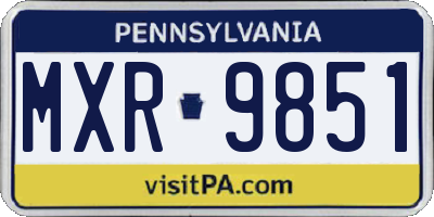 PA license plate MXR9851