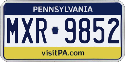 PA license plate MXR9852