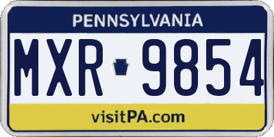 PA license plate MXR9854