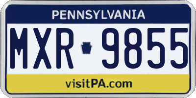 PA license plate MXR9855