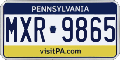 PA license plate MXR9865