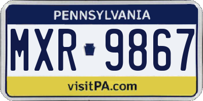 PA license plate MXR9867