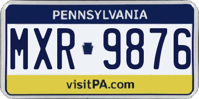 PA license plate MXR9876