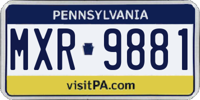PA license plate MXR9881