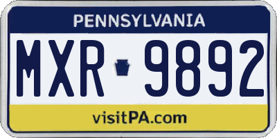PA license plate MXR9892