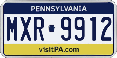 PA license plate MXR9912