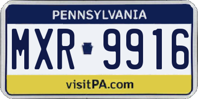 PA license plate MXR9916