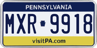 PA license plate MXR9918