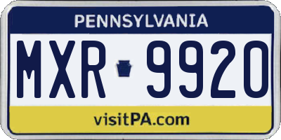 PA license plate MXR9920