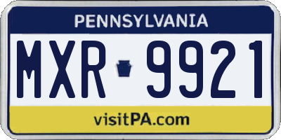 PA license plate MXR9921