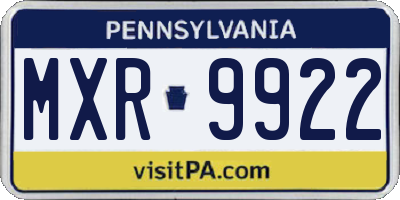 PA license plate MXR9922