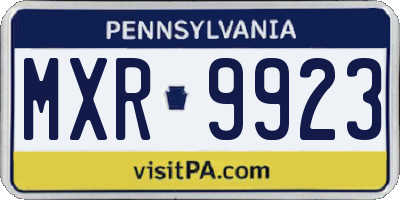 PA license plate MXR9923