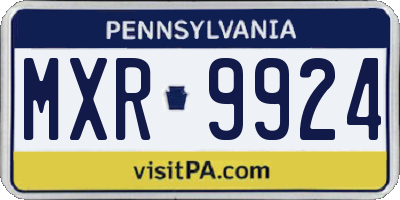 PA license plate MXR9924
