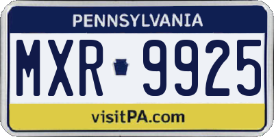 PA license plate MXR9925
