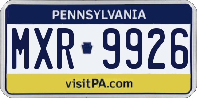 PA license plate MXR9926