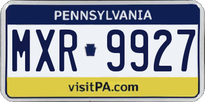 PA license plate MXR9927