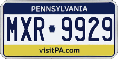 PA license plate MXR9929