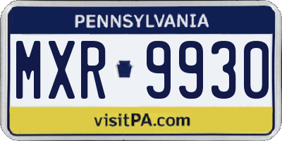 PA license plate MXR9930