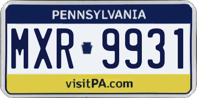 PA license plate MXR9931