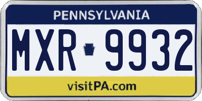 PA license plate MXR9932