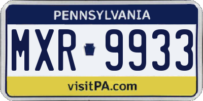 PA license plate MXR9933