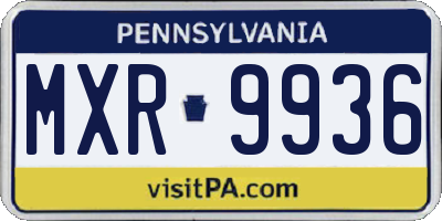 PA license plate MXR9936