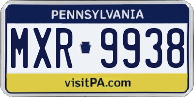 PA license plate MXR9938