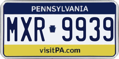 PA license plate MXR9939